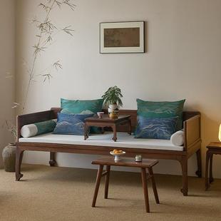 实木罗汉床新中式小户型客厅家用茶室书房禅意坐躺两用榆木沙发床