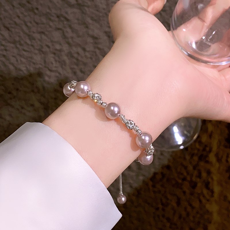 曼塔玫瑰色珍珠串珠手链女轻奢小众精致手饰品2025新款手串
