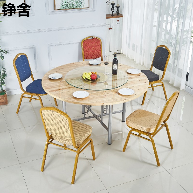 加固大圆桌面板杉木圆餐桌带转盘圆台面不折叠 家用圆饭桌园桌子