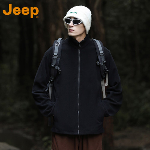Jeep吉普摇粒绒外套男士秋冬款2025新款立领加厚保暖冬装休闲上衣