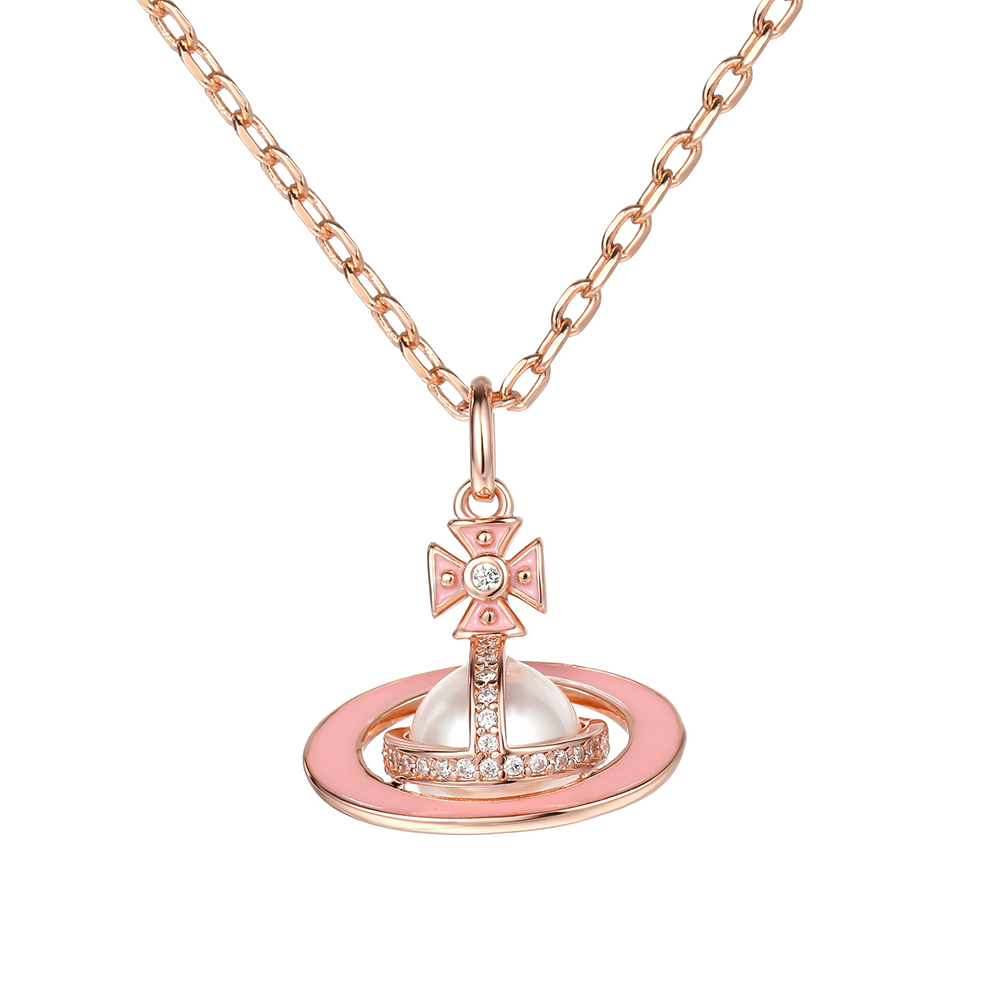 Vivanne立体土星项链星球锁骨链