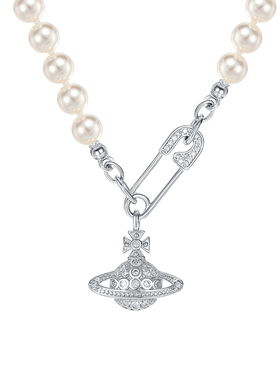 Vivanne别针珍珠女回形针项链