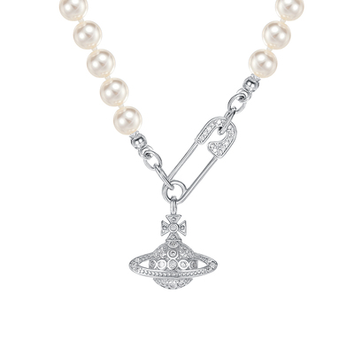 Vivanne别针珍珠女回形针项链