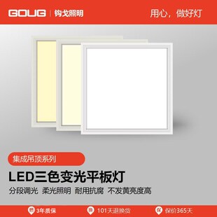集成吊顶三色变光600x600ledw平板灯暖光300x600x1200铝扣板厨房