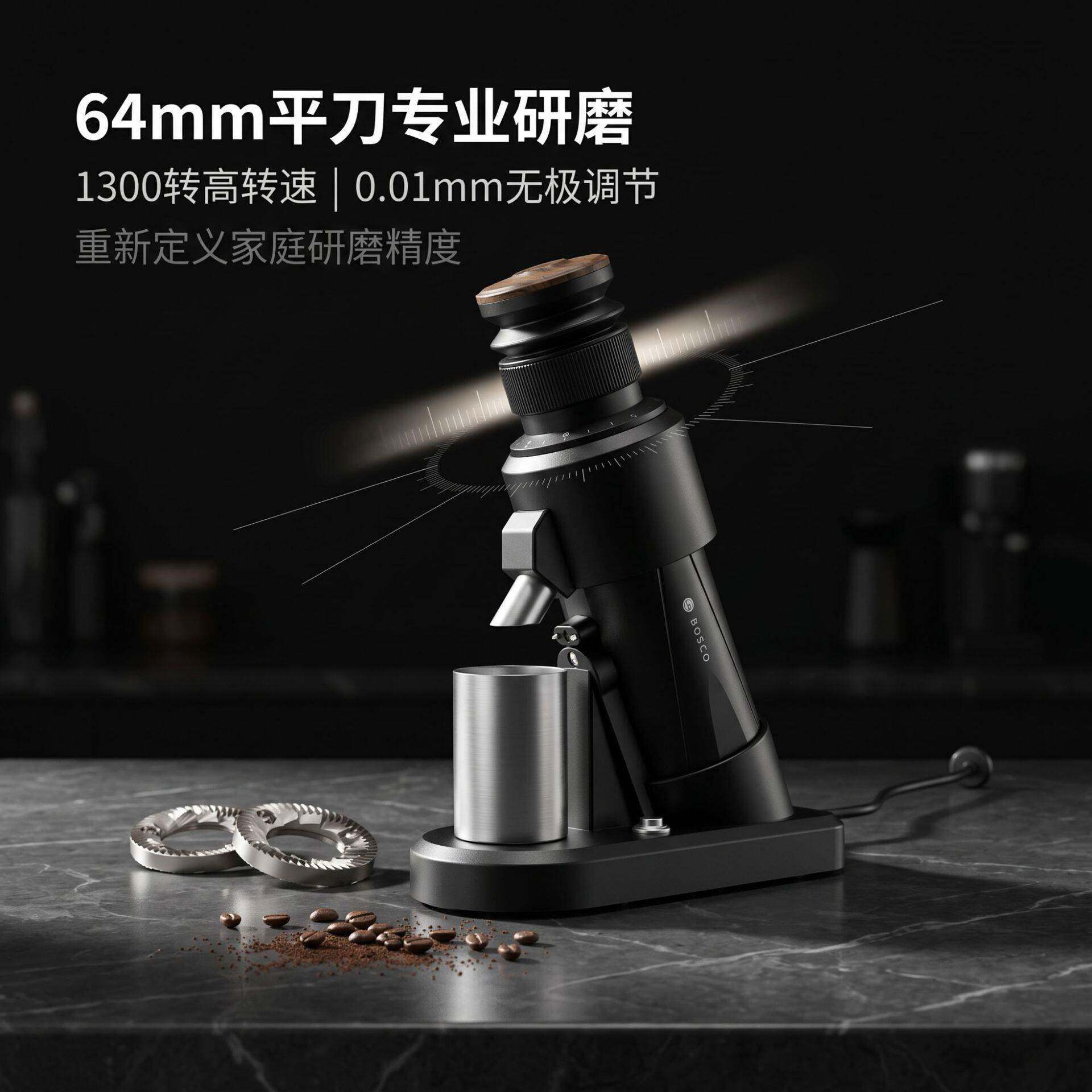 工厂定制电动咖啡磨豆机研磨机插电64mm平刀意式咖啡机手冲