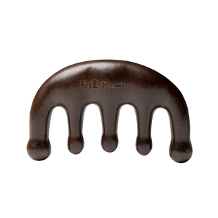 常州梳篦邢粮木艺非遗传承黑檀木五经按摩梳子宽齿脱发头部经络梳