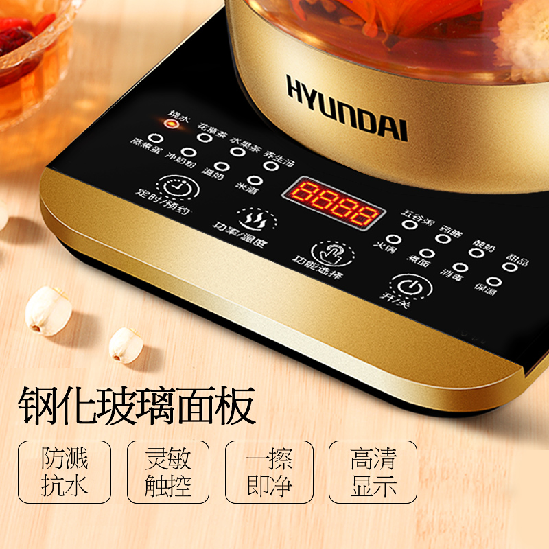 韩国现代养生壶全自动加厚玻璃电煮壶多功能家用烧水壶黑茶煮茶器