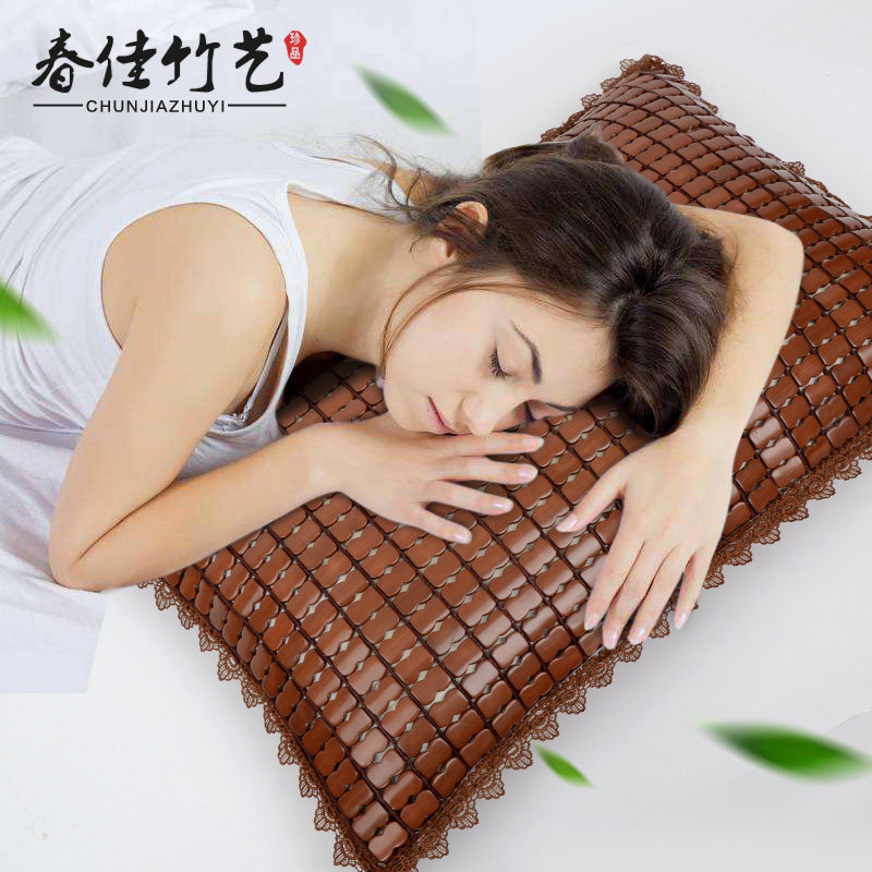 春佳麻将凉席枕夏季布筋蕾丝枕垫碳化竹席凉枕全竹单枕头皮