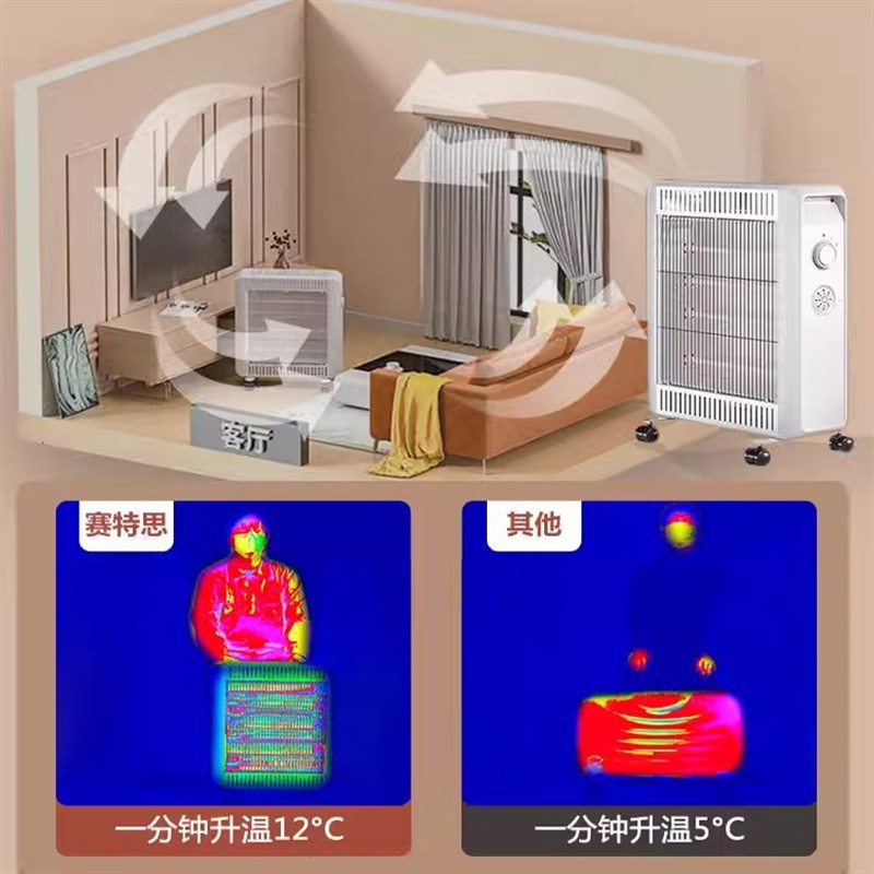 赛特斯碳纤维取暖器家用浴室暖风机节能烤火炉油汀小太阳电暖器
