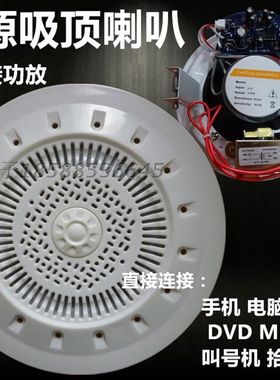 源吸顶喇叭 天吊音响 接功放带音量旋钮  电脑手对讲