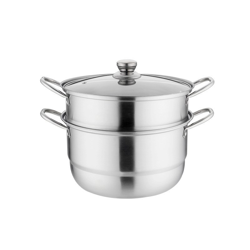 不锈钢汤蒸锅2cm多用层电磁炉蒸锅加厚耳带蒸格家用层汤锅