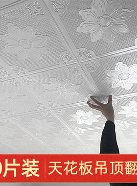 天板纸自粘d立体墙房顶客厅吊顶屋顶防水壁纸顶棚装饰墙纸