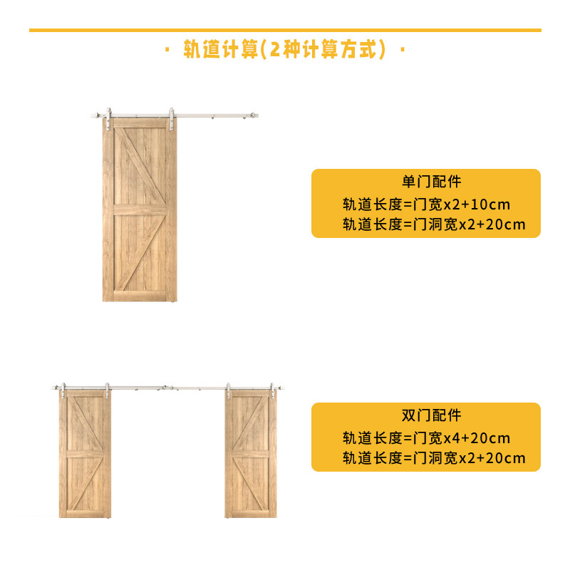 白色谷仓门吊轨全轨道静音推拉移门全白五金移门滑轨隔断门
