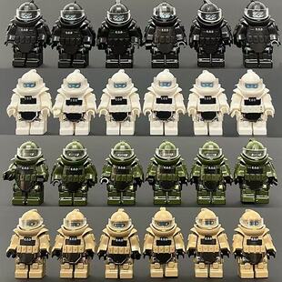 兼容乐高中国积木人仔防爆特警特种兵小颗粒拼装男孩儿童可动玩具