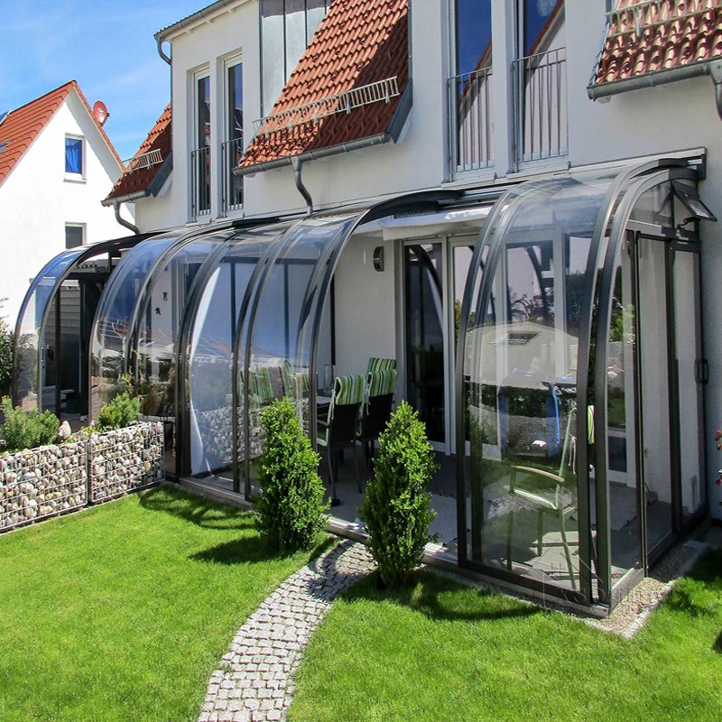 电动智能移动阳光房伸缩推拉花园房咖啡厅露台顶遮雨棚铝合金门窗