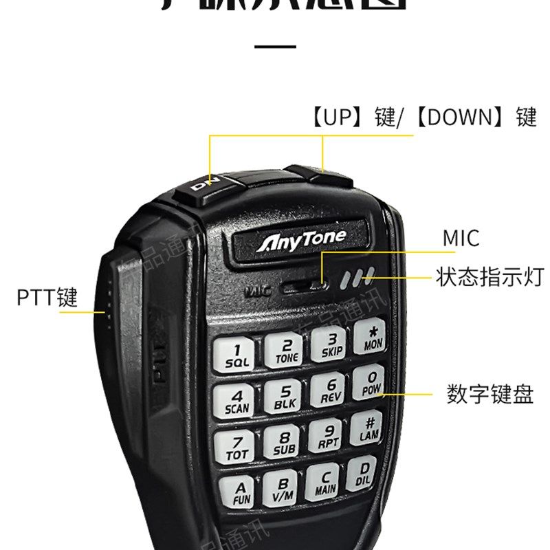 适配自由通车载对讲机电台588/688Plus/577/368车台送话手柄/手咪