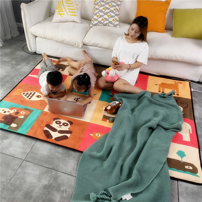 李雷和韩梅梅地热毯碳晶地暖垫电加热地毯移动地热垫客厅家用地垫