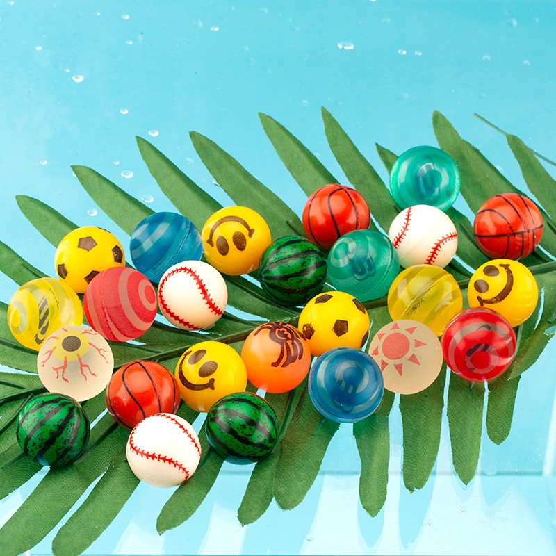 27号弹力球扭蛋机弹珠儿童玩具实心混装浮水弹跳小球发光跳跳球类