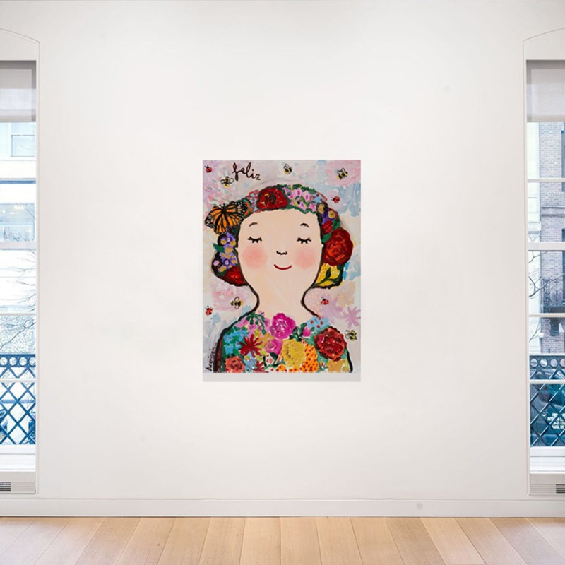 快乐温馨趣味描绘幸福的装饰画挂画竖款抽象无框画 E