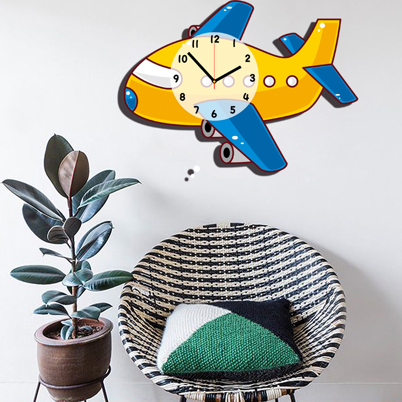 男孩房飞机挂钟创意现代简约钟表时尚卡通挂表家用静音时钟装饰
