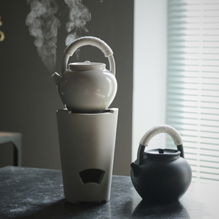 功夫茶具耐火炭炉大号.提梁煮茶器 白陶泥煮水壶电陶炉煮茶壶日式