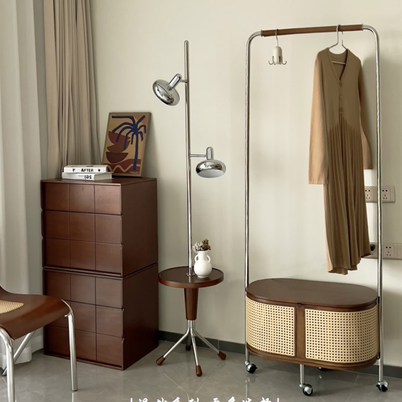 稍安物造 实木中复古边几落地灯床头置物桌艺术家用客厅卧室装饰