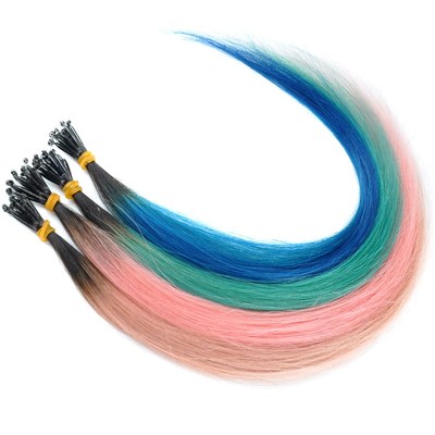 35cm长接发女真发8d接发彩色无痕接发片挑染彩色真发渐变色接发束