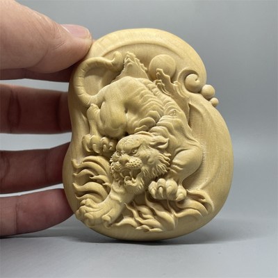 小叶黄杨木雕十二生肖挂件属相手牌双面雕刻木质手把件车挂工艺品