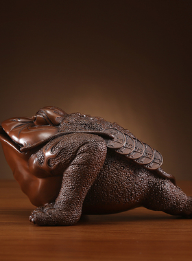 铜欣祥 紫铜金蟾摆件蟾蜍中式家居装饰品客厅摆设工艺品开业礼品