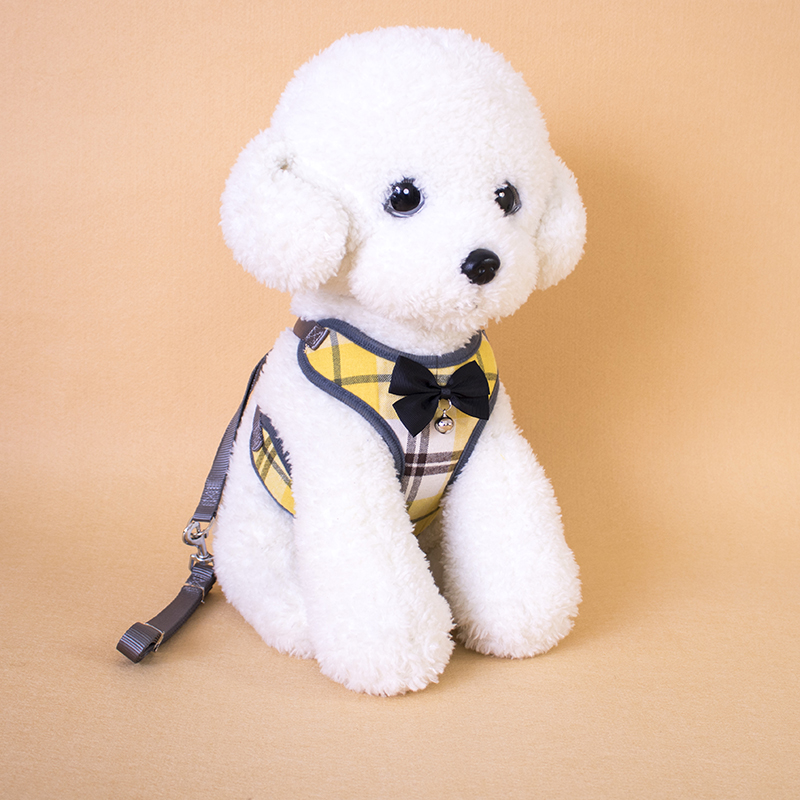 狗狗牵引绳狗背心式泰迪可爱比熊小型幼犬博美带铃铛马甲遛狗绳子