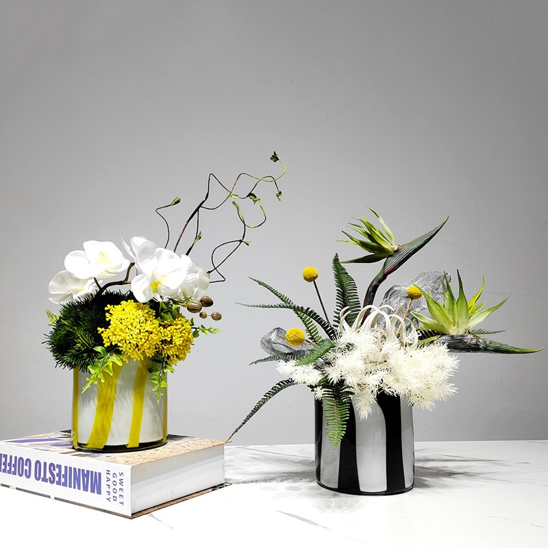 现代轻奢彷真花艺餐桌摆件客厅茶几样板房酒店高档售X楼处假花摆