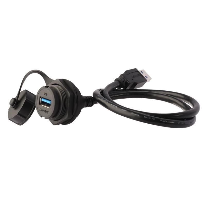 USB航空插头防水接头数据连接器 公头母头母座转接插头延长线IP67