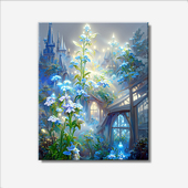 梦幻蓝色小数字油画di手工填充填色治愈涂鸦彩绘客厅卧室挂画