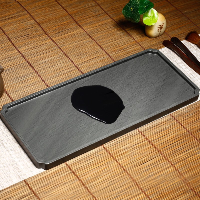 万石君/歙砚多功能长方干泡台石头茶盘单人迷你小茶盘小茶台石质