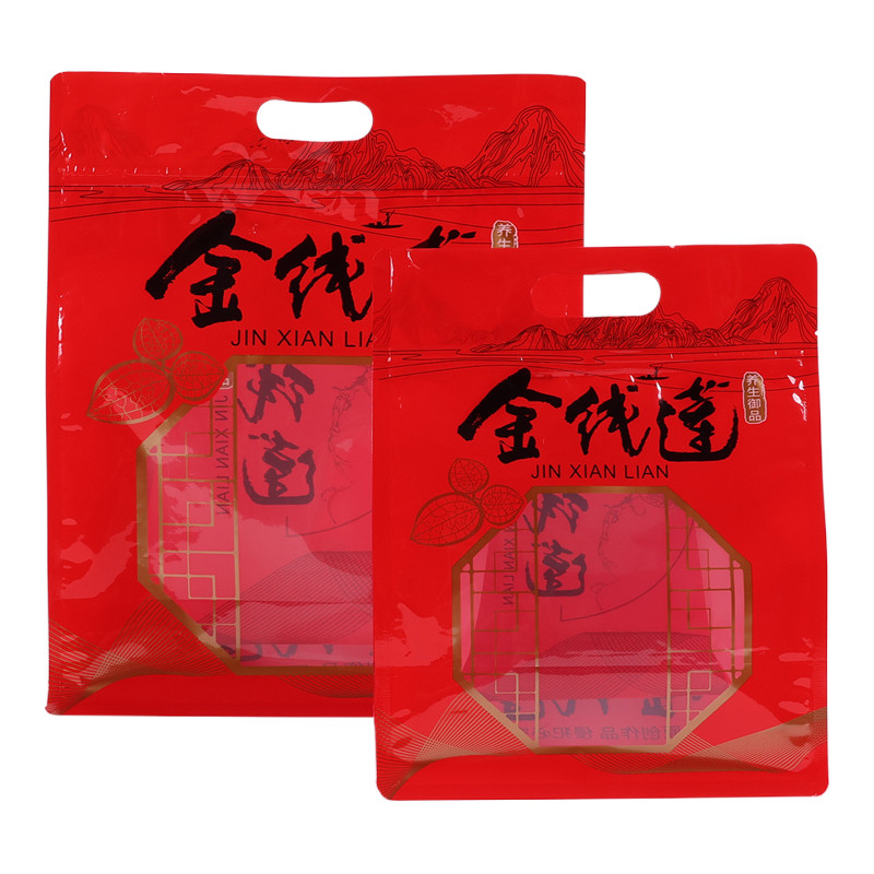 新款金线莲包装袋自封袋八边封自立金线莲礼品袋塑料密封袋空袋子