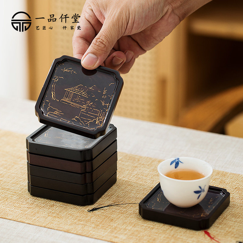 一品仟堂复古变色杯垫创意遇热变色茶杯隔热垫功夫茶道