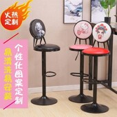 复古吧凳升降酒吧椅欧式 吧台椅创意高脚凳前台椅子家用靠背旋转凳