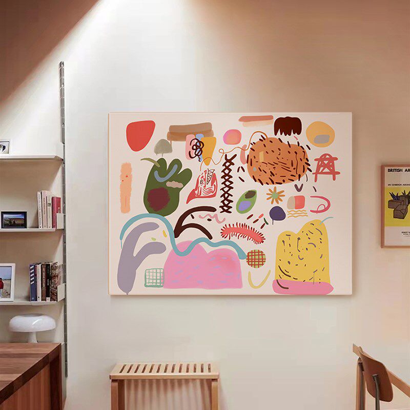in奶油风装饰画客厅沙发画玄关卧室风挂画大芬村餐边画
