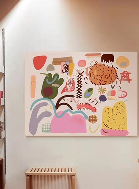 in奶油风装饰画客厅沙发画玄关卧室风挂画大芬村餐边画