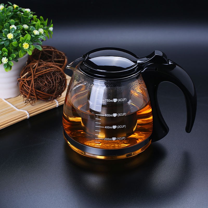 伙妹耐热茶壶大容量泡茶壶网黑色咖啡茶壶过泡茶茶器