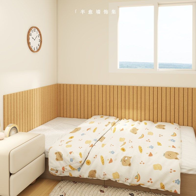 儿童房床头背景墙软包房间布置自粘防撞护墙板软木板遮丑毛毡墙围,家装主材,背景墙软包,淘宝优惠券,粉丝福利购,淘宝优惠卷