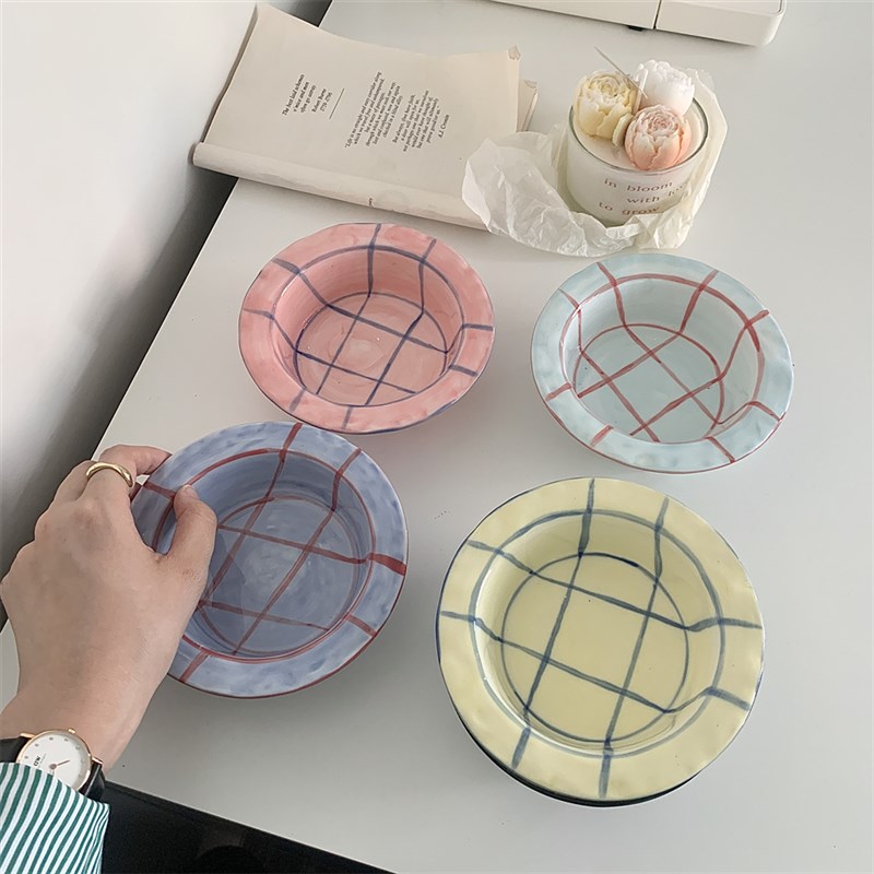 韩风质感十足草帽甜品碗手绘少女心餐具焗饭碗烘焙碗沙拉碗