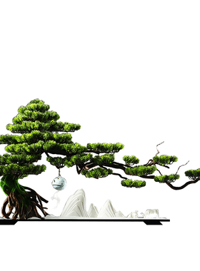 创意仿真迎客松盆景摆件玄关柜办公室景观客厅桌面装饰品酒店造景
