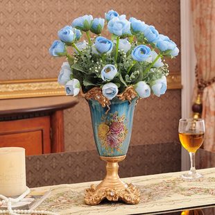 酒店歐式 瓶新插花擺件工藝 奢華客廳復古婚禮餐桌飾塑料花家裝