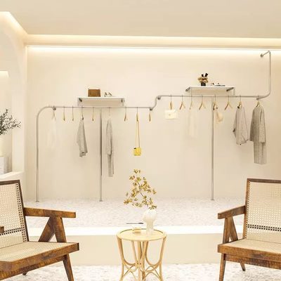 拉丝不锈钢服装店展示架挂衣架落地式货架墙女童装网红陈列专用上