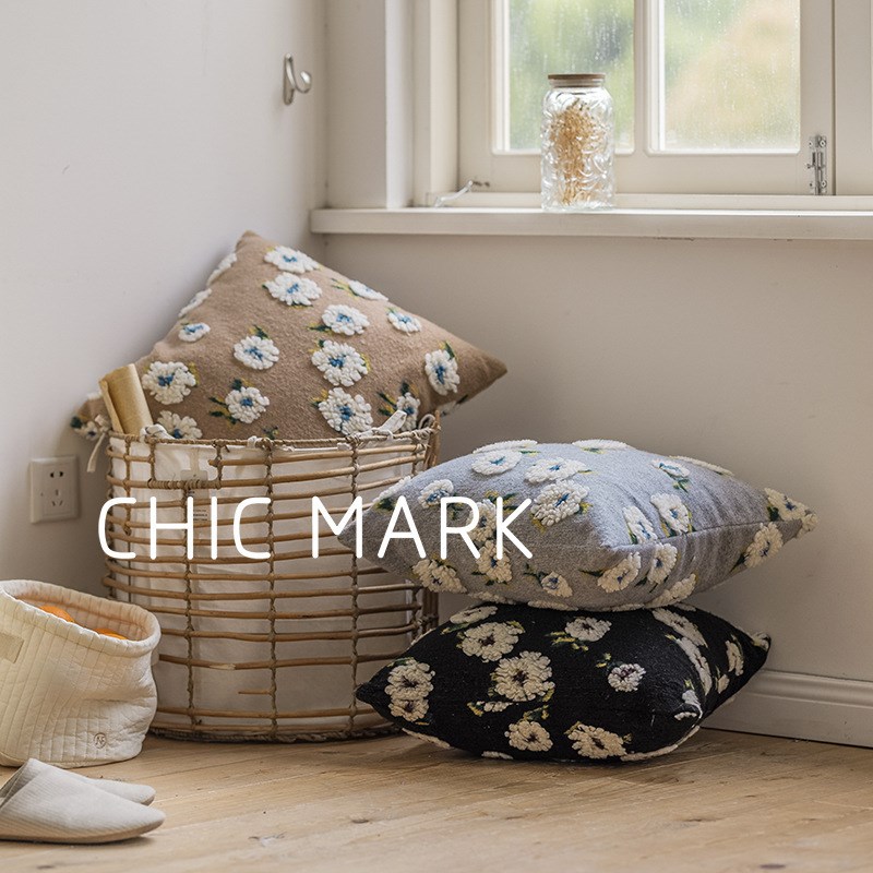 抱枕小清新风毛呢碎花抱枕客厅沙发靠酒店民宿靠枕简约几何风