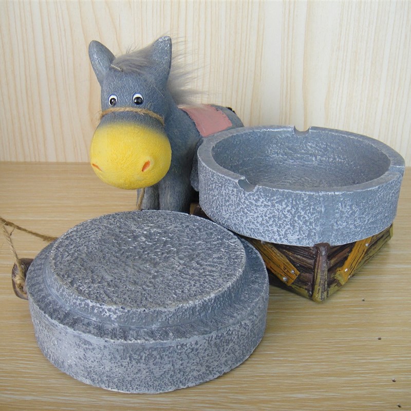 新版毛驴拉磨拉车烟灰缸 创意家居饰品客厅桌面摆件男友父亲礼物