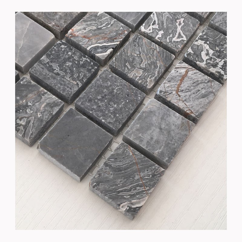 灰色大理石马赛克墙贴天然石材阳台水池鱼池弧形泳池卫生间海伦灰