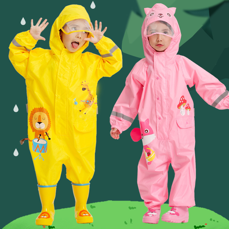儿童雨衣防水服连体雨裤小童幼儿园男女童卡通小孩小学生雨披套装