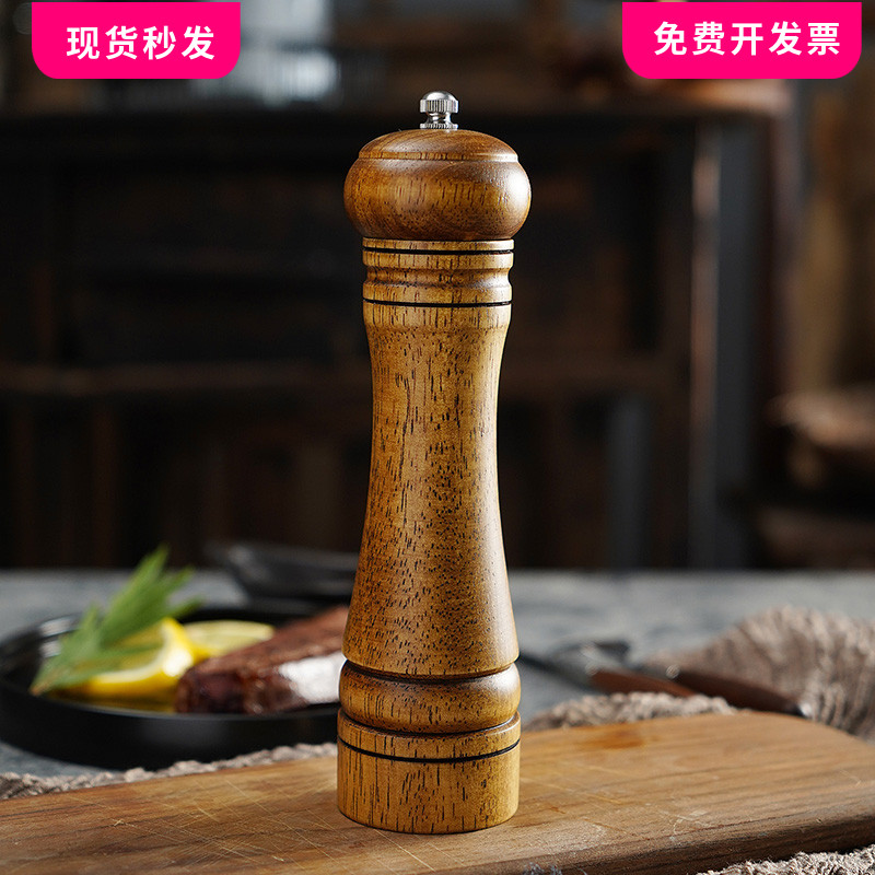 美食拍摄道具橡木研磨器胡椒磨手动胡椒研磨器美食牛复古道具